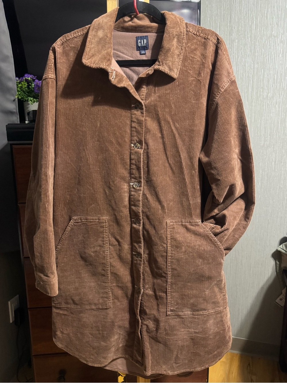 Gap Brown Corduroy Oversized Long Shirt Jacket Shacket XL
